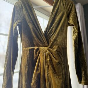 Lulu's Olive Green Velvet Dress